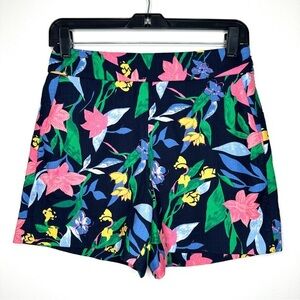 J. Crew Bright Floral Print Basket Weave High Waist Shorts Size 2